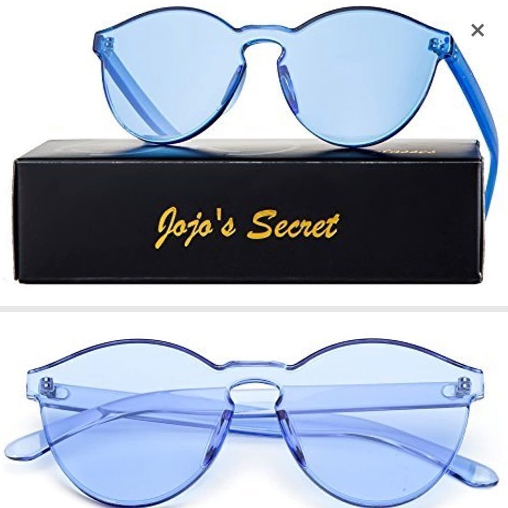 BLUE Rimless Sunglasses Transparent - new in box
